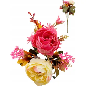umělá květina Umělá kytice míchaná pivoňka barevná dekorační větvička 30 cm