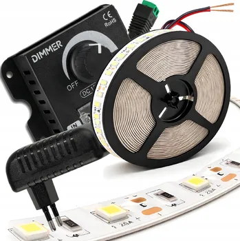 LED páska LED pásek sada 12V 5m 24W DENNÍ BÍLÁ SVĚTLO + ZDROJ DÁLKOVÝ OVLADAČ OVLADAČ