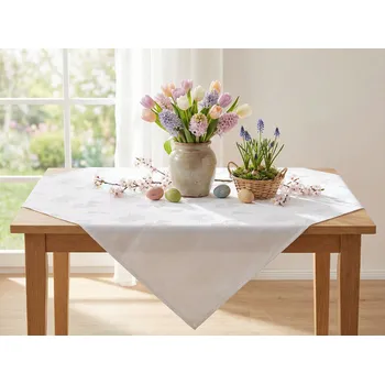 ubrus HEDVA ČESKÝ BROKÁT Ubrus Odaska napron 65x65 velikonoční Sněženky bílá