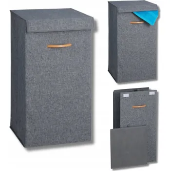 Úložný box Skládací koš na prádlo, hračky, skládací úložný box s víkem, šedý, 73 l
