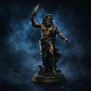 Soška Zeus bronzová antická — sběratelská plastika, 25 cm