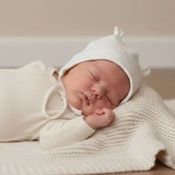 Kojenecká čepice Baby Service Kojenecká čepice zavazovací s oušky Obdélník bílá Babyservice Vel. 50