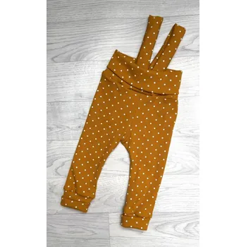 Tepláčky s traky ŽEBRO - puntík medová Velikost: 62