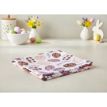 Utěrka Kuchyňská bavlněná utěrka FESTIVE EGGS fialová 40x60 cm 100% bavlna