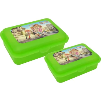 Svačinový box Sada svačinových boxů, 2 dílná, Hurvínek Ulice zelený