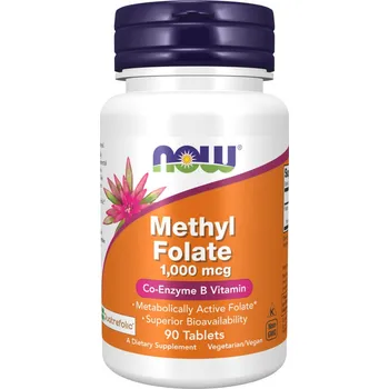 Doplněk stravy NOW FOODS Methyl Folate - Kyselina listová, 1000 µg, 90 tablet
