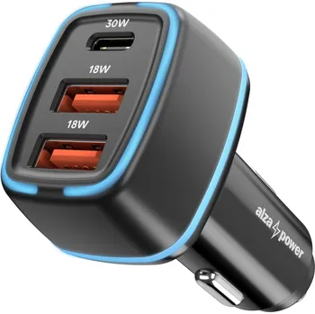 AlzaPower Car Charger P220 USB-A + USB-C Power Delivery 30W černá