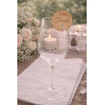 Svatební dekorace Dary dřeva Dřevěná kulatá jmenovka na sklenici – svatební jmenovka