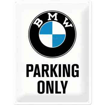 Plechová cedule Nostalgic Art Plechová cedule BMW Parking Only bílá 40 x 30 cm