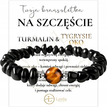 Náramek OCHRANNÝ Náramek pro Štěstí Černý Turmalín Tygří Oko Amulet