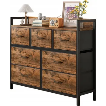 Komoda Komoda Rexo industriální černá MDF deska, 7 zásuvek, 98x28,5x85 cm