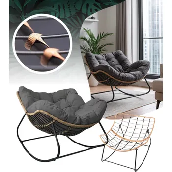 Křeslo Relaxační houpací křeslo s šedým polštářem