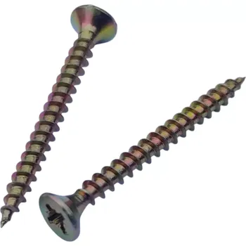 Vrut Univerzální vrut 2,5x10 mm, zápustná hlava, PZ1, ocel, žlutý zinek pro lehké montáže do dřeva a tenkých materiálů