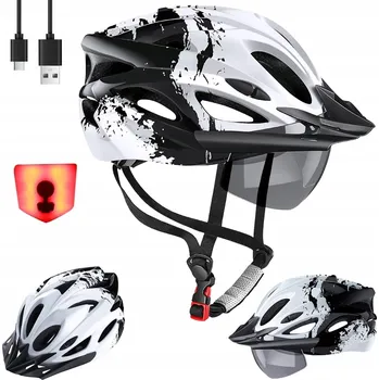 Cyklistická přilba MTB CYKLISTICKÁ PŘILBA NA KOLO PÁNSKÁ DÁMSKÁ NASTAVITELNÁ POHODLNÁ 57-62 SVĚTLO