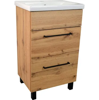 Koupelnový nábytek BPS-koupelny Koupelnová skříňka s keramickým umyvadlem Solero OW 50, dub wotan