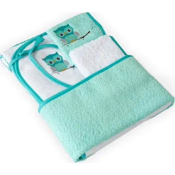 Dětský set: osuška, ručník, žínka, bryndák - Sovička