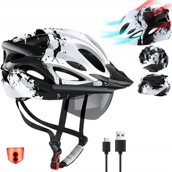 Cyklistická přilba CYKLISTICKÁ PŘILBA NA KOLO PÁNSKÁ DÁMSKÁ MTB NASTAVITELNÁ POHODLNÁ 57-62 SVĚTLO