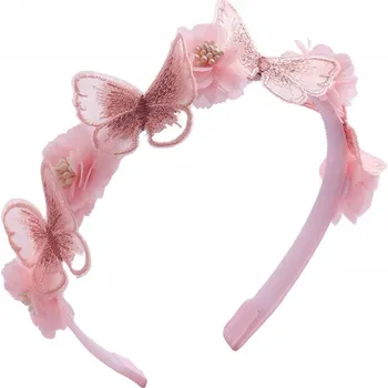 Čelenka Úžasná čelenka do vlasů s růžovými květy a motýlky pro holčičku