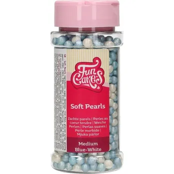 Jedlá dekorace na dort Cukrové dekorace modro-bílé perly 60g - FunCakes
