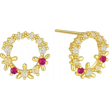 Náušnice Stříbrné náušnice kruhy zirkony stříbro pozlacené 925 elegantní