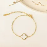 Náramek z chirurgické oceli - Bílý Clover