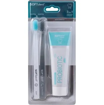 Dentální hygiena SOFTdent Probiotická zubní pasta + kartáčky 3-in-1 ( )