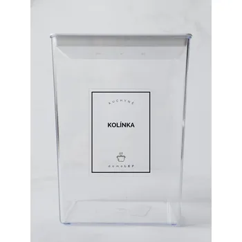 Speciální papír KOLÍNKA – průhledná samolepka na dózu, tučné písmo, 6 x 8 cm | DomaLEP