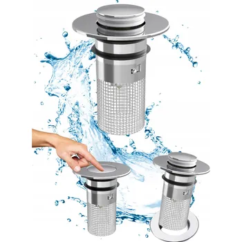 sítko a zátka do dřezu ZÁTKA UMYVADLA KLIK KLAK MULTIFUNKČNÍ CHROMOVÁ SE SÍTKEM DO ODPADU