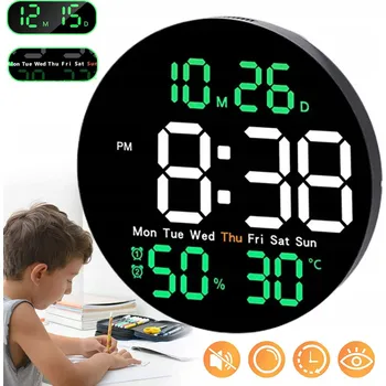 Hodiny DIGITÁLNÍ HODINY S 10 PALCOVÝM DISPLEJEM, SVĚTELNÝ SENZOR, TICHÝ CHOD LOŽNICE KANCELÁŘ