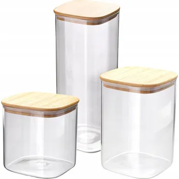 Dóza na potraviny Sada 3 skleněných dóz na skladování SUCHÝCH POTRAVIN