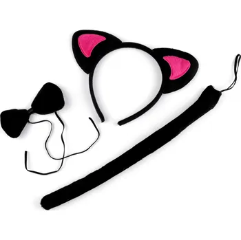 Karnevalová maska Kočičí paní Karnevalová maska černá kočka - uši, ocásek, motýlek