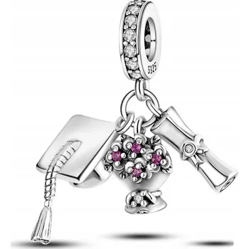 Přívěsek MD charms korálky - studentská čepice, promoce, studium, vysoká škola, student, stříbro S925