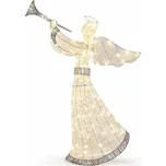 DECOLED 3D LED svítící anděl venkovní s trubkou 50 cm, teple bílý, na baterie, IP44