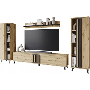 Obývací stěna Nábytková Stěna Bratex černý dub artisan moderní 4-dílný matný