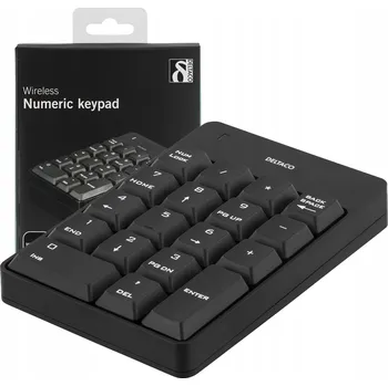Klávesnice BEZDRÁTOVÁ NUMERICKÁ KLÁVESNICE DELTACO TB-144, USB, ČERNÁ