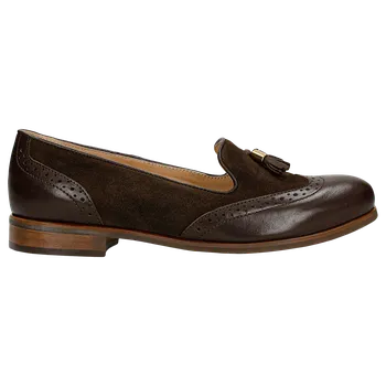 Dámské polobotky Tmavě Hnědé Mokasíny Z Kombinované Kůže Wojas 4603972 41
