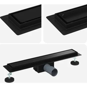 Odvodňovací žlab 2 v 1 Sprchový žlab Černý 60 cm Nerezová ocel 304