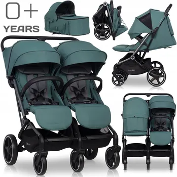 Kočárek SPORTOVNÍ KOČÁREK PRO DVOJČATA NEBO SOUROZENCE ROK PO ROCE, S HLUBOKOU KORBOU, SET 2v1, VELKÁ KOLA, NOSNOST 0-44 KG