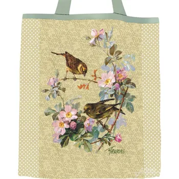 Plátěná nákupní taška, Jarní píseň s béžovými puntíky