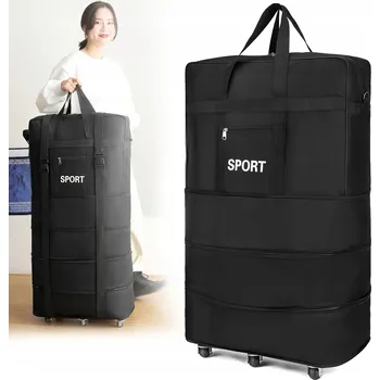 CESTOVNÍ SPORTOVNÍ TAŠKA SKLÁDACÍ SE 6 KOLEČKY KUFR VELKÁ PROSTORNÁ