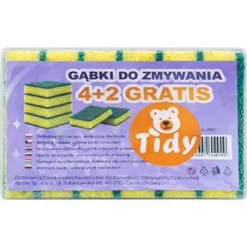 Mycí prostředek Houbičky na mytí nádobí TIDY 6 ks klasické kuchyňské houbičky na mytí nádobí