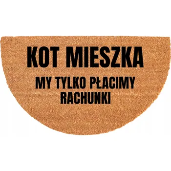 Rohožka PŮLKRUHOVÁ KOKOSOVÁ VSTUPNÍ ROHOŽKA 40X70CM VTIPNÁ S MOTIVEM KOČKY