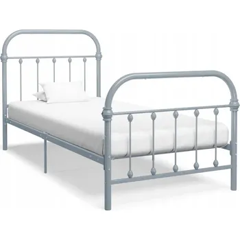 Postel Jednolůžková kovová postel VidaXL 90x200 cm, odstíny šedé