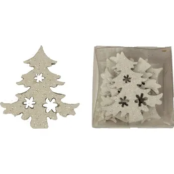 DEKORACE - stromeček s vločkou, 4,5 cm - stříbrná