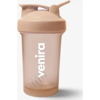 Fitness VENIRA shaker PRO s poutkem, světle hnědý - 400 ml