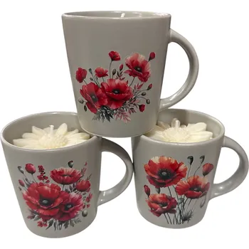 Výroba svíčky DANNY MADE Svíčka hrnek šedá-máky