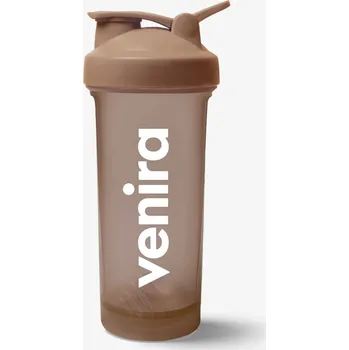 Fitness VENIRA shaker PRO s poutkem, tmavě hnědý - 600 ml