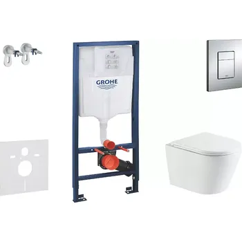 WC sada Grohe Rapid SL - Set předstěnové instalace, klozetu Nefia a sedátka softclose, tlačítko Skate Cosmopolitan, chrom SANI11BA1108
