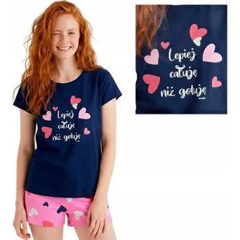 Dámské pyžamo Dámské bavlněné pyžamo s krátkým rukávem Valentýn L Srdíčka Endo