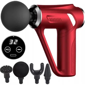 Péče o tělo Verk Masážní pistole nejen na záda se 4 nástavci, výkonná, červená Velikost: Univerzální